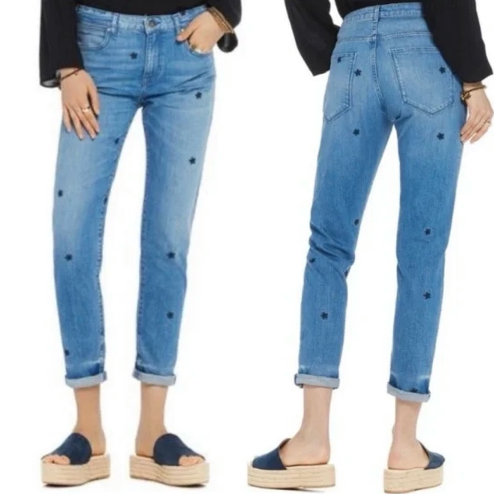 Scotch & Soda Ami Star Embroidered Slim Boyfriend Jeans Size 10